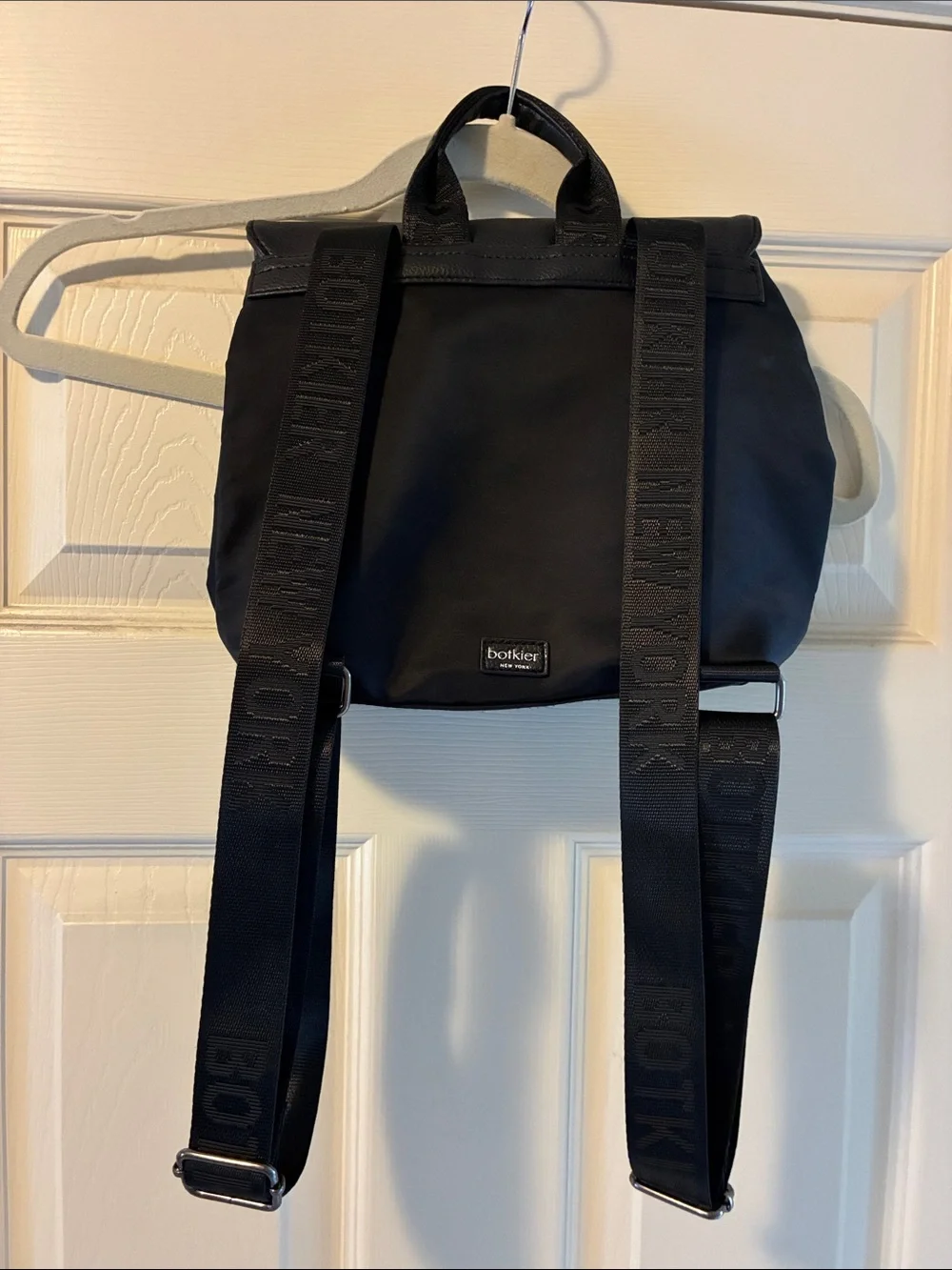Botkier Black Nylon & Leather Backpack with Zip Front